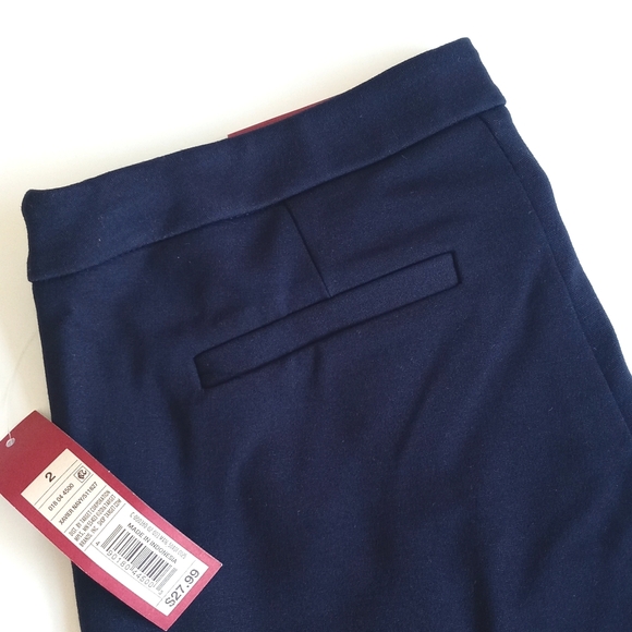 Merona Navy Blue Mid Rise Skinny Straight Pants Rayon Nylon Blend 2L (Stretch) - Picture 10 of 15